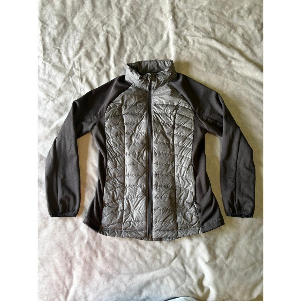 Weatherproof 32 Degrees Womens Hybrid Quilted Puffer Jacket Grey Black Size M